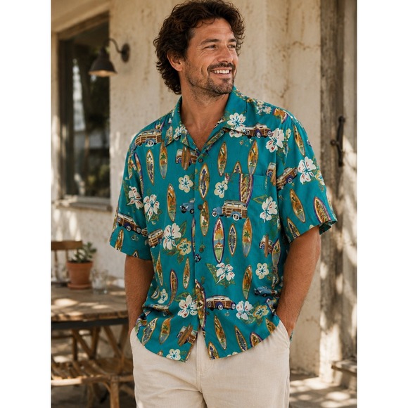 reyn spooner Other - Vintage 90s Reyn Spooner Joe Kealoha Hawaiian Aloha Shirt Surf Woody Cars 3XL